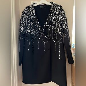 ASOS DESIGN Curve embellished blazer mini dress in black